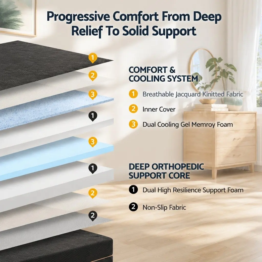 30cm Memory Foam Mattress with Gel Cooling Technology
