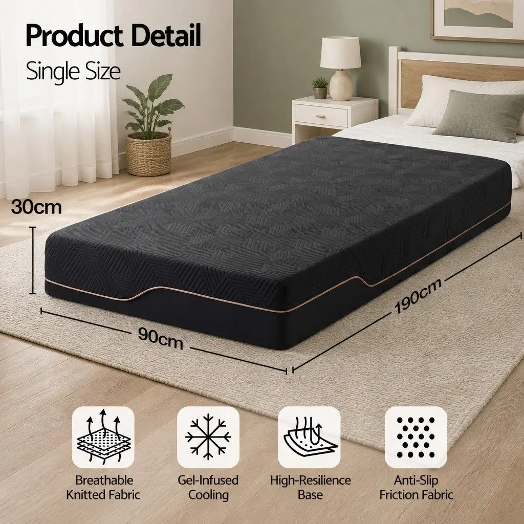 Single Memory Foam Mattress 30cm Cooling Gel