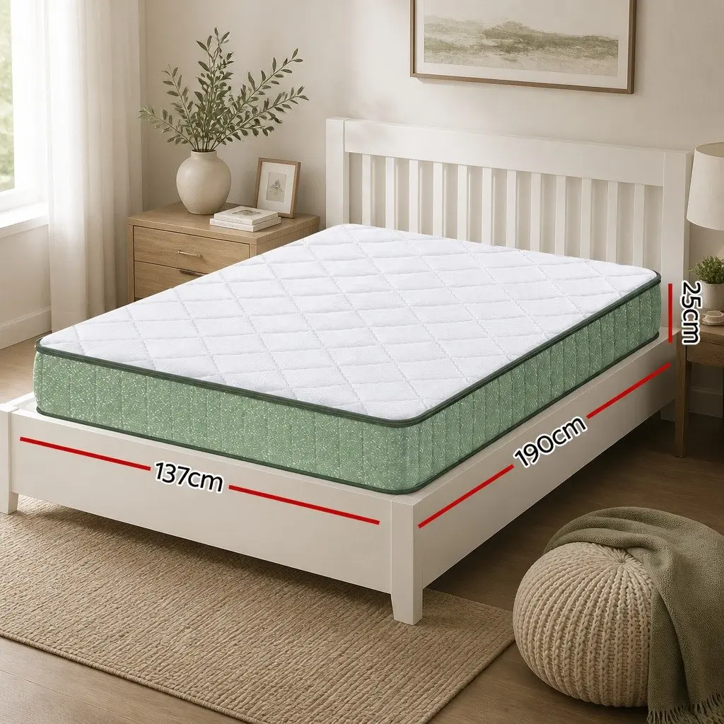 Double Memory Foam Mattress 25cm Gel Infused Charcoal Cooling Zipped Cover Green