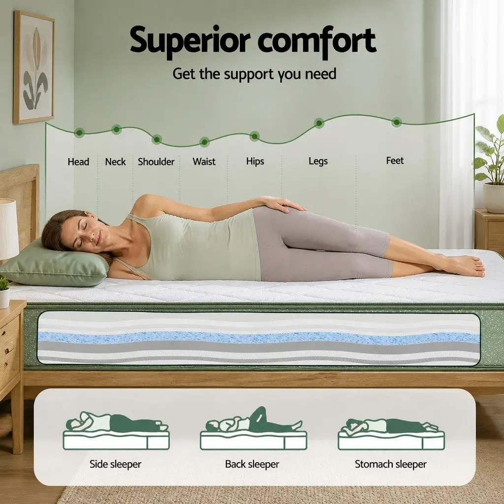 King Single Memory Foam Mattress Cooling Gel 25cm Charcoal Zipped Cover Firm