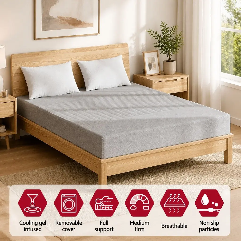 Memory Foam Mattress Cool Gel Charcoal 15cm Double Bamboo Cover