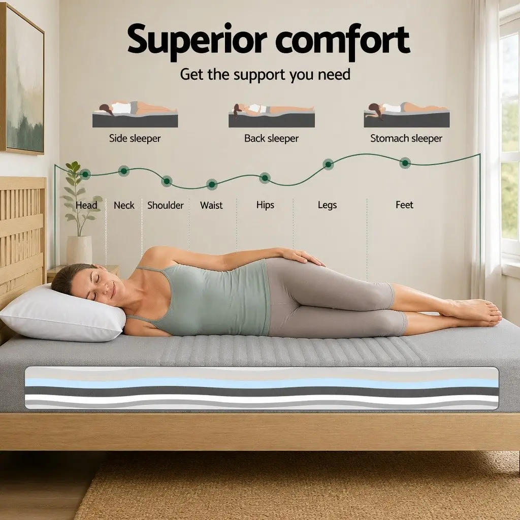 Memory Foam Mattress Cool Gel Charcoal 15cm Double Bamboo Cover