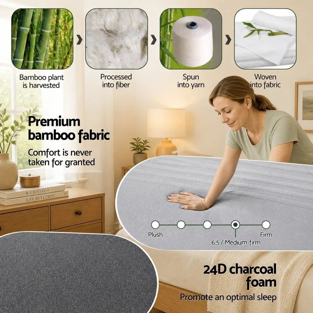 Memory Foam Mattress Cool Gel Charcoal 15cm Double Bamboo Cover
