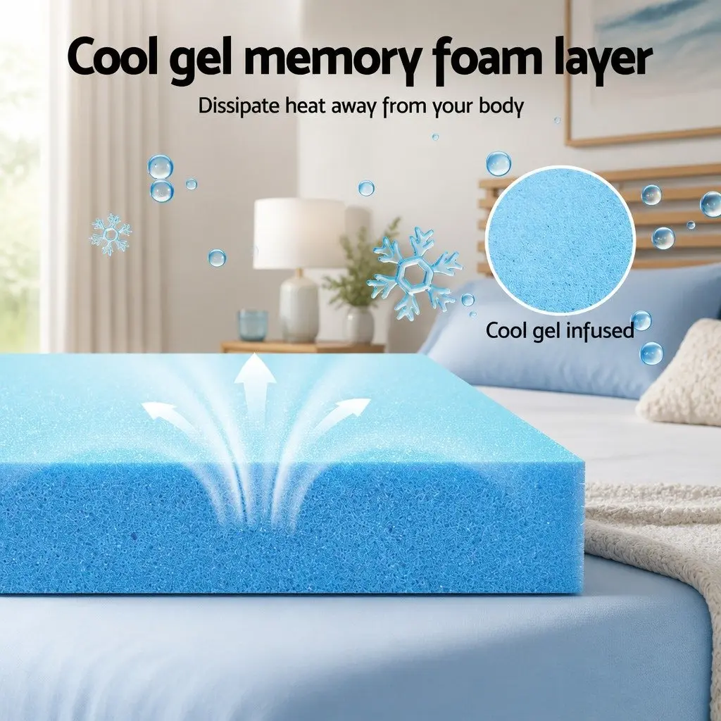 Memory Foam Mattress Cool Gel Charcoal 15cm Double Bamboo Cover