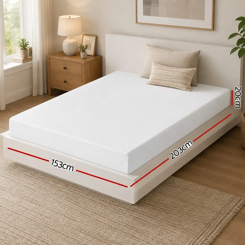 Queen Memory Foam Mattress 20cm Green Tea Cooling Gel Medium Firm White