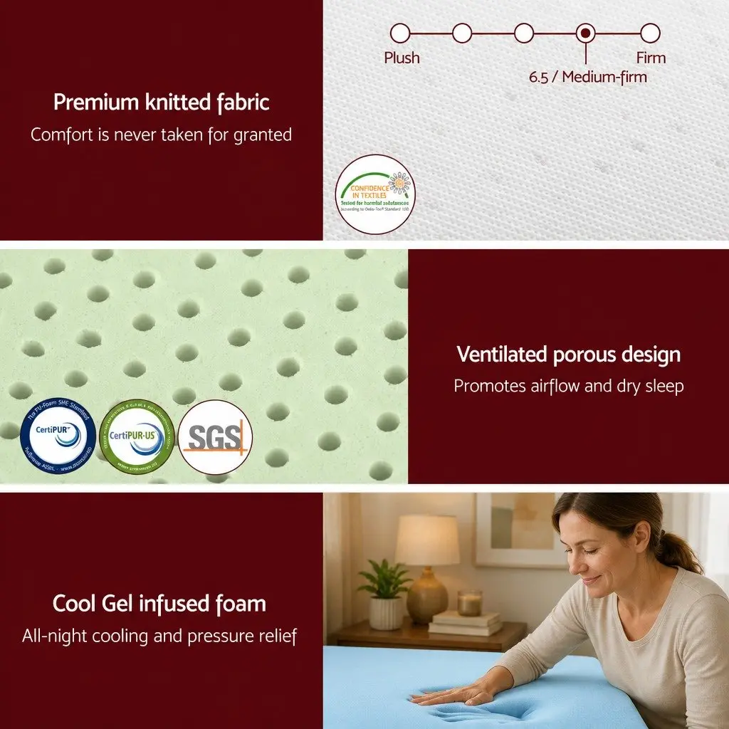 Queen Memory Foam Mattress 20cm Green Tea Cooling Gel Medium Firm White