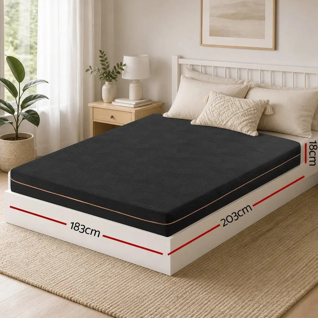 Memory Foam Mattress 18cm Cooling Gel Green Tea King Size Black