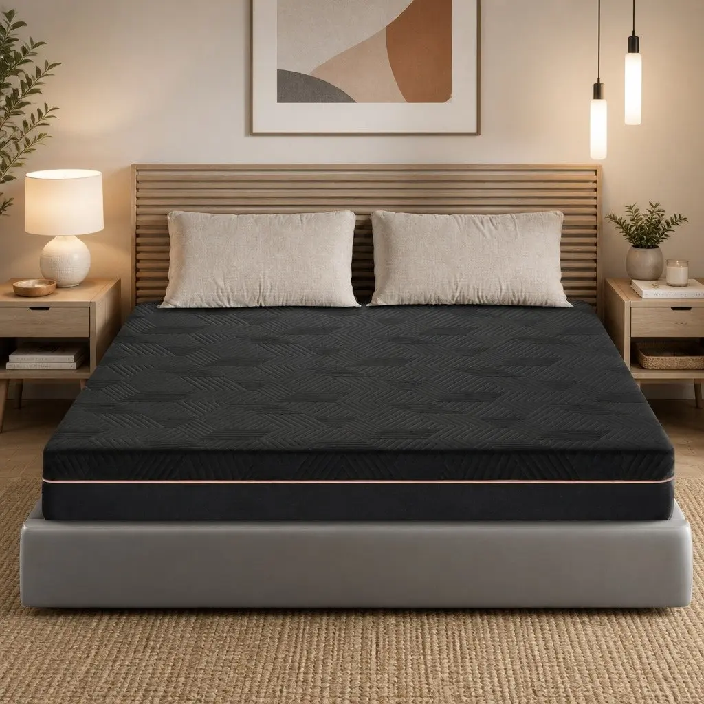 Memory Foam Mattress 18cm Cooling Gel Green Tea King Size Black