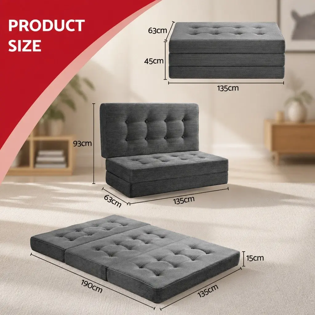 Double Folding Mattress 15cm Foam Portable Sofa Bed
