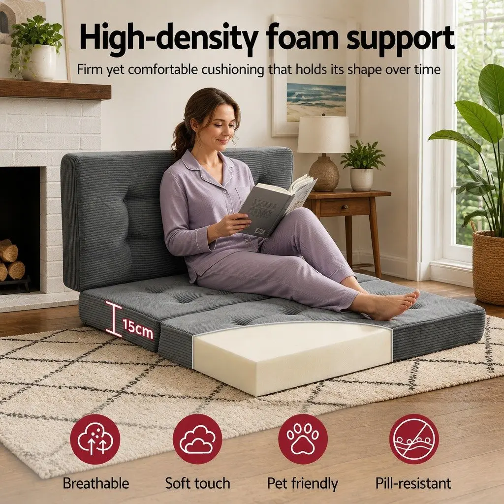 Double Folding Mattress 15cm Foam Portable Sofa Bed