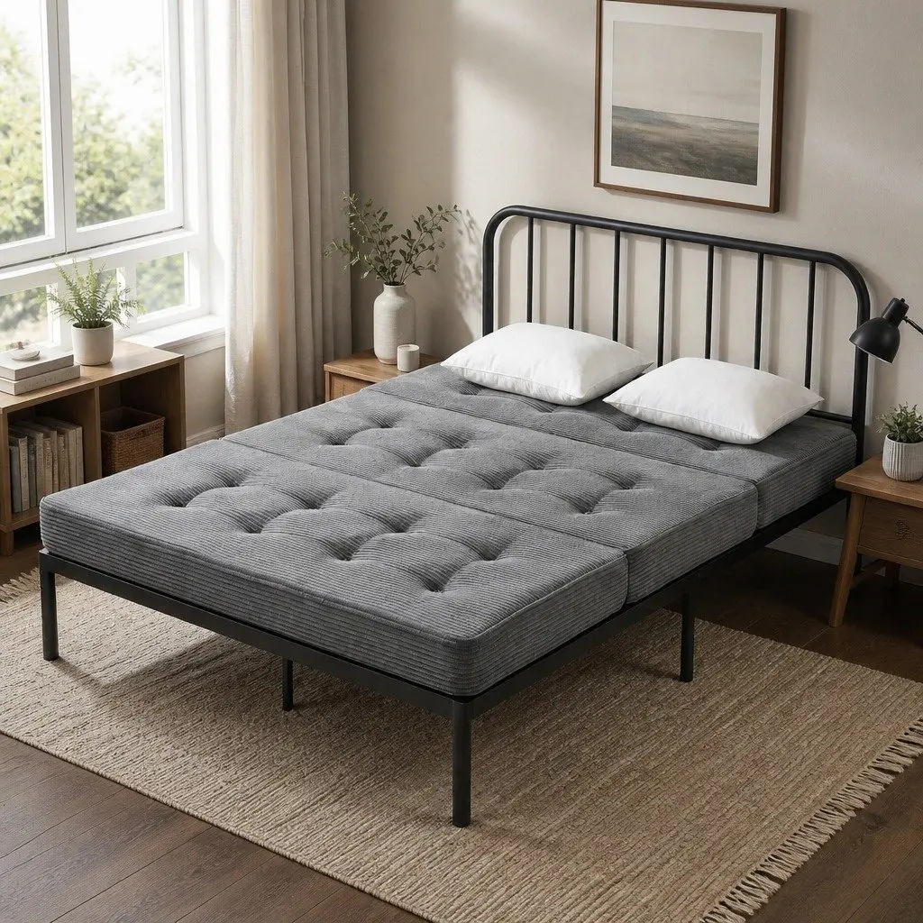 Double Folding Mattress 15cm Foam Portable Sofa Bed