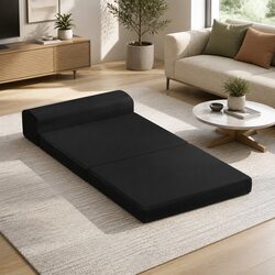 Black Convertible Foam Mattress Sofa Bed for Guests
