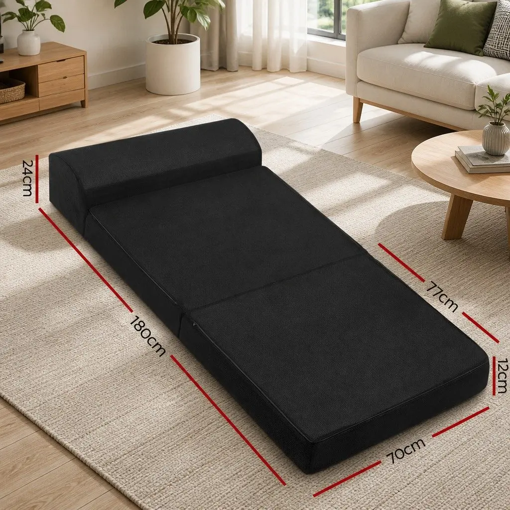 Black Convertible Foam Mattress Sofa Bed for Guests