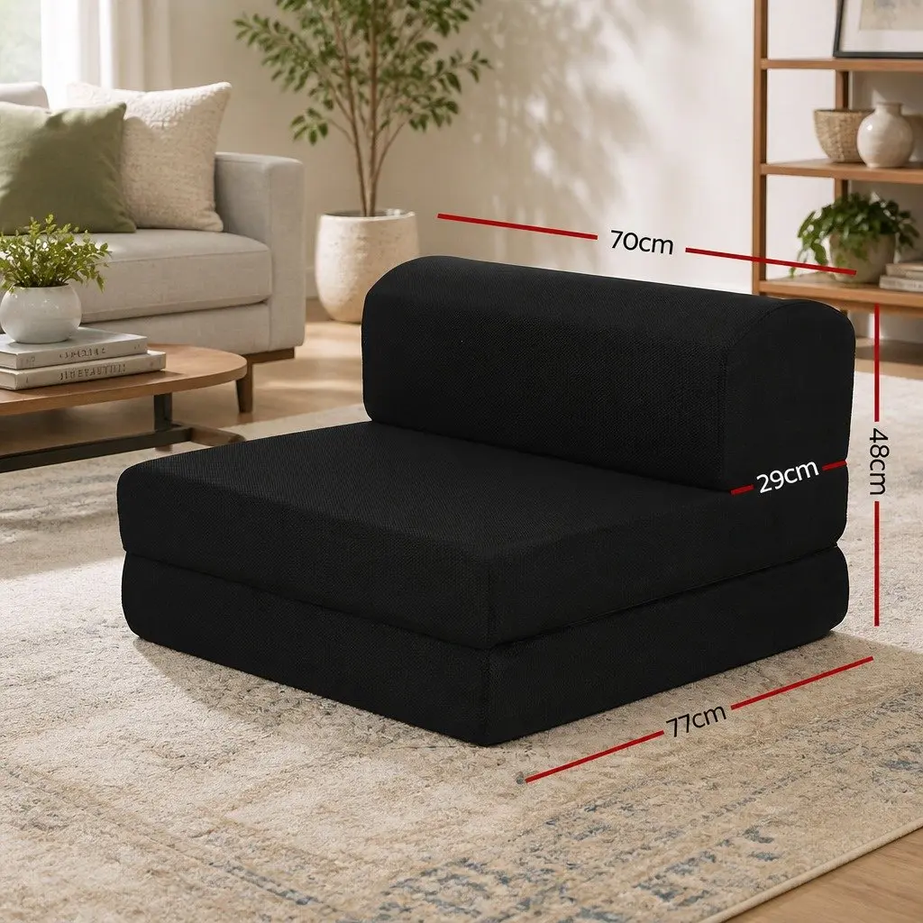 Black Convertible Foam Mattress Sofa Bed for Guests