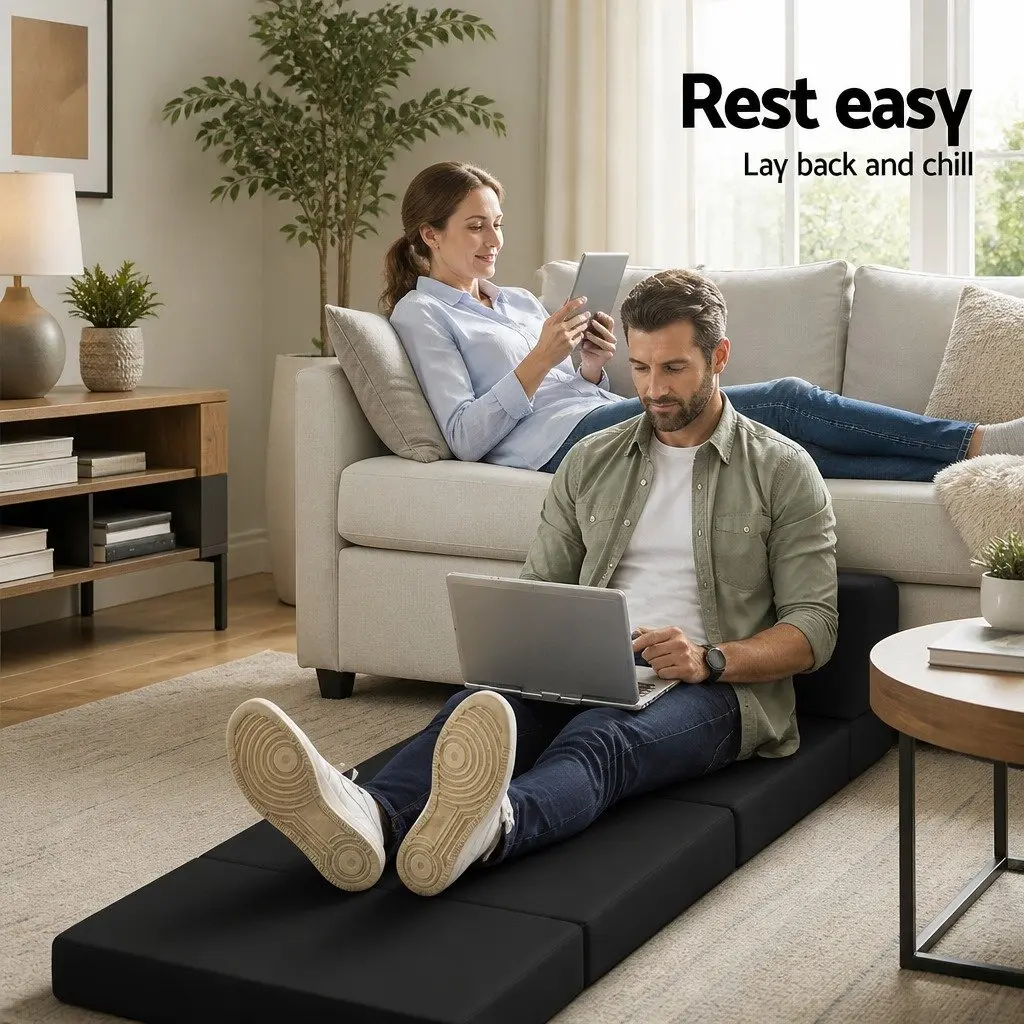 Black Convertible Foam Mattress Sofa Bed for Guests