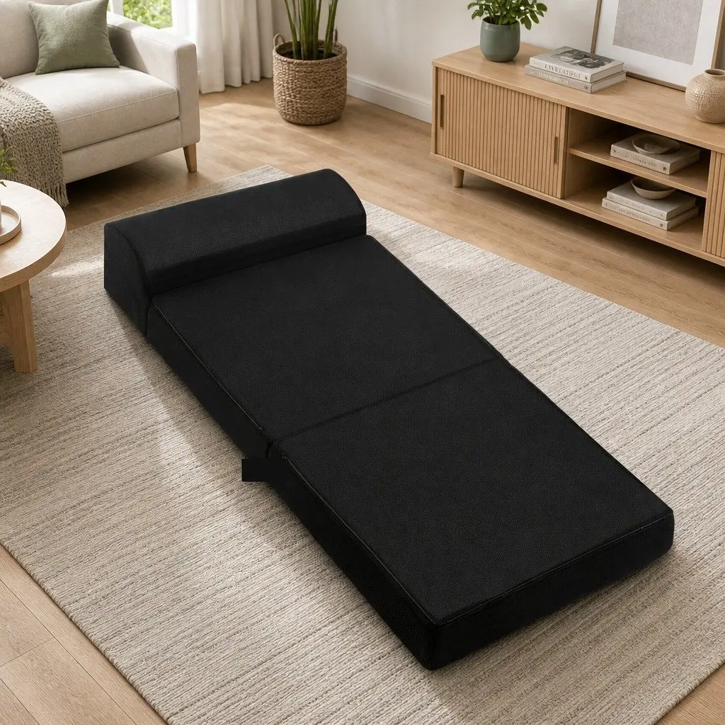 Black Convertible Foam Mattress Sofa Bed for Guests