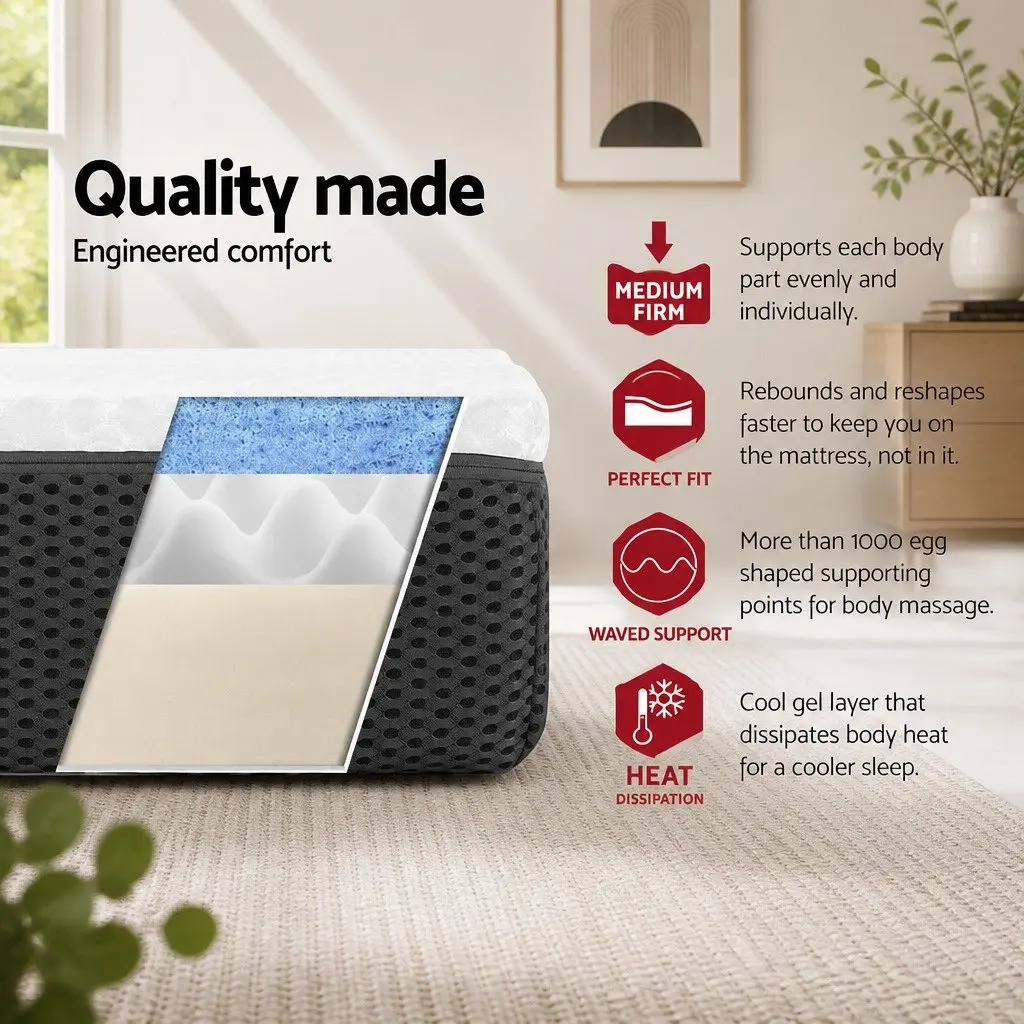 Memory Foam Mattress Cool Gel Double Queen Size White