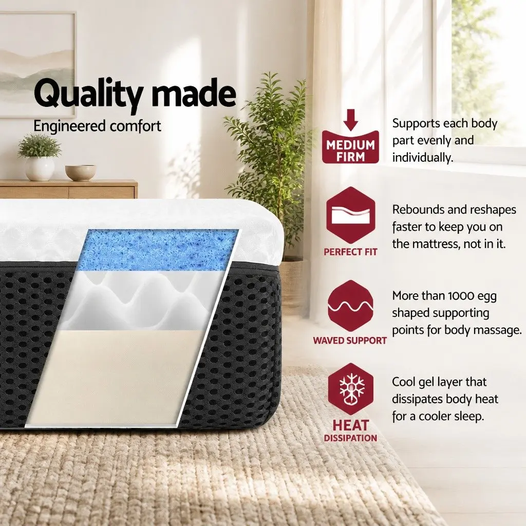 Memory Foam Mattress Queen 21cm Cool Gel Pressure Relief Non-Spring Bed