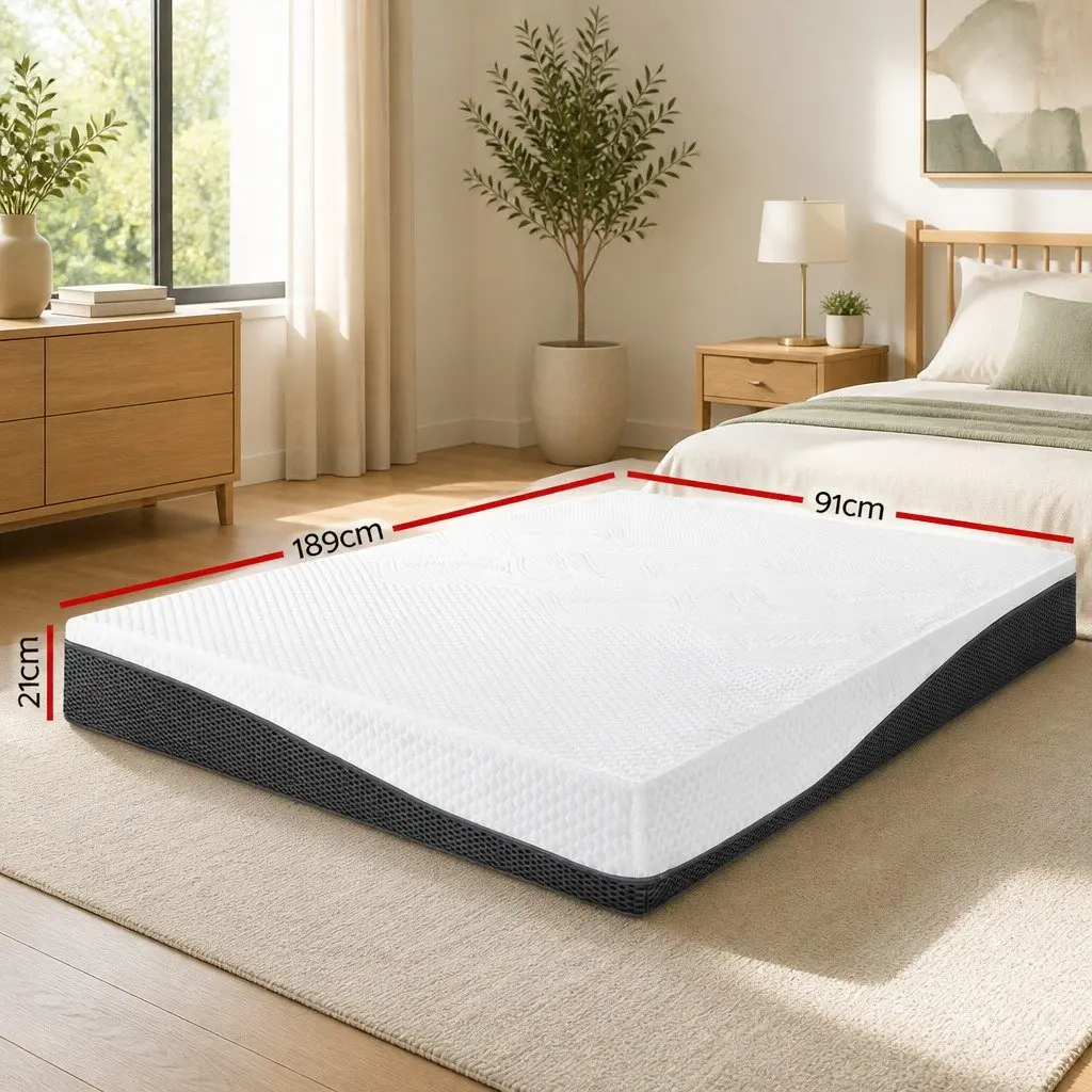 Single Memory Foam Mattress 21cm with Cool Gel White