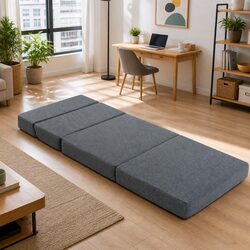 Foldable Foam Mattress Sofa Bed Guest Floor Mat Grey Folding Couch Single Bed