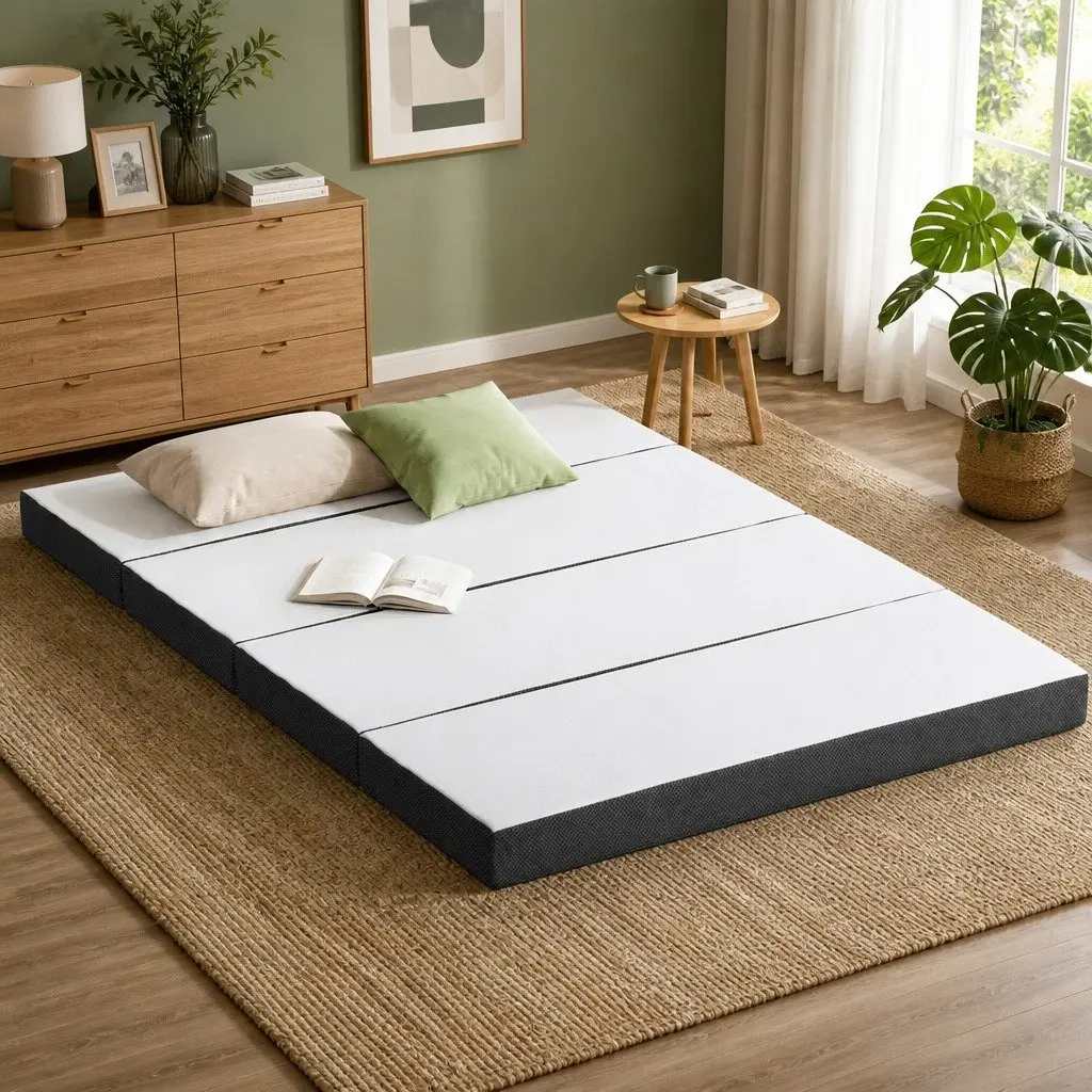Queen Size Foldable Foam Mattress with Bamboo Cover