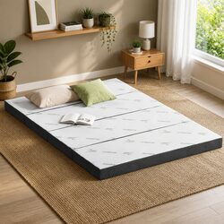 Foldable Foam Mattress Queen Size Folding Bamboo Double Bed Sofa Guest Bedding