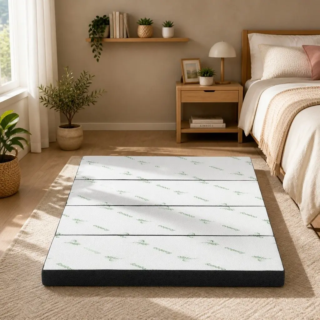 Queen Size Foldable Foam Mattress with Bamboo Cover