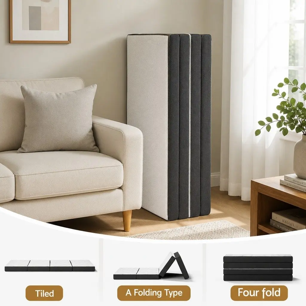 Queen Size Foldable Foam Mattress with Bamboo Cover