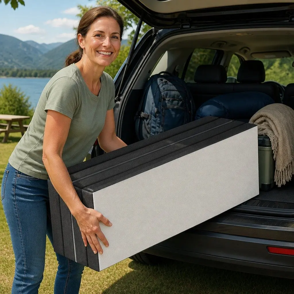 Queen Size Foldable Foam Mattress with Bamboo Cover