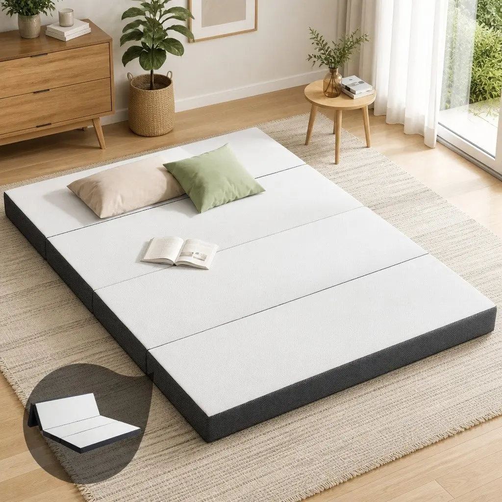 Foldable Foam Mattress Queen with Bamboo Cover