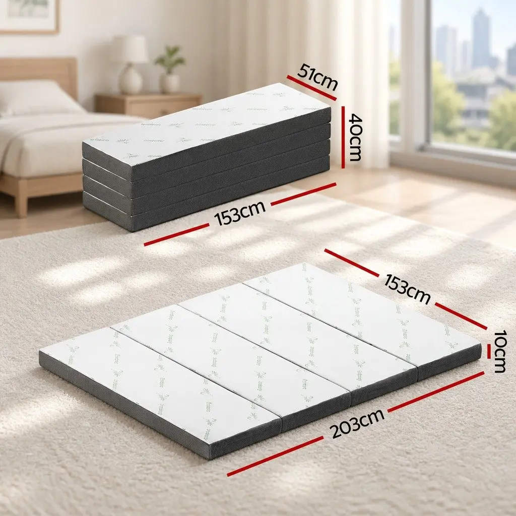 Foldable Foam Mattress Queen with Bamboo Cover