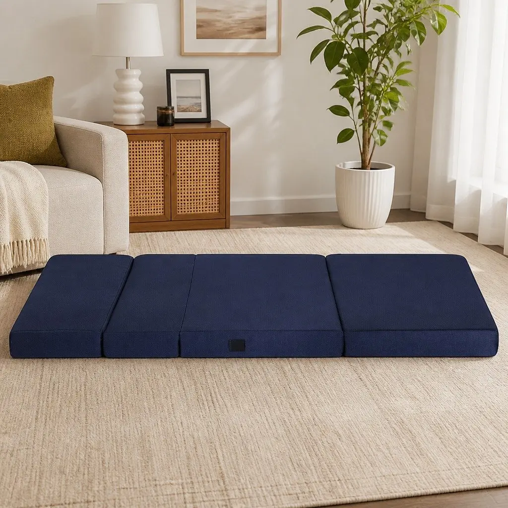 Foldable Foam Mattress High-Density Foam 197cm x 140cm Blue Double