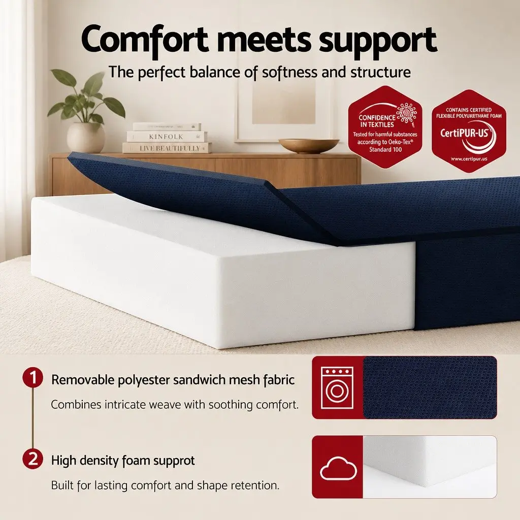 Foldable Foam Mattress High-Density Foam 197cm x 140cm Blue Double