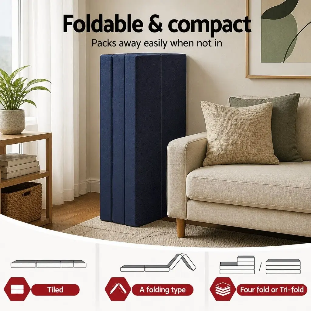 Foldable Foam Mattress High-Density Foam 197cm x 140cm Blue Double