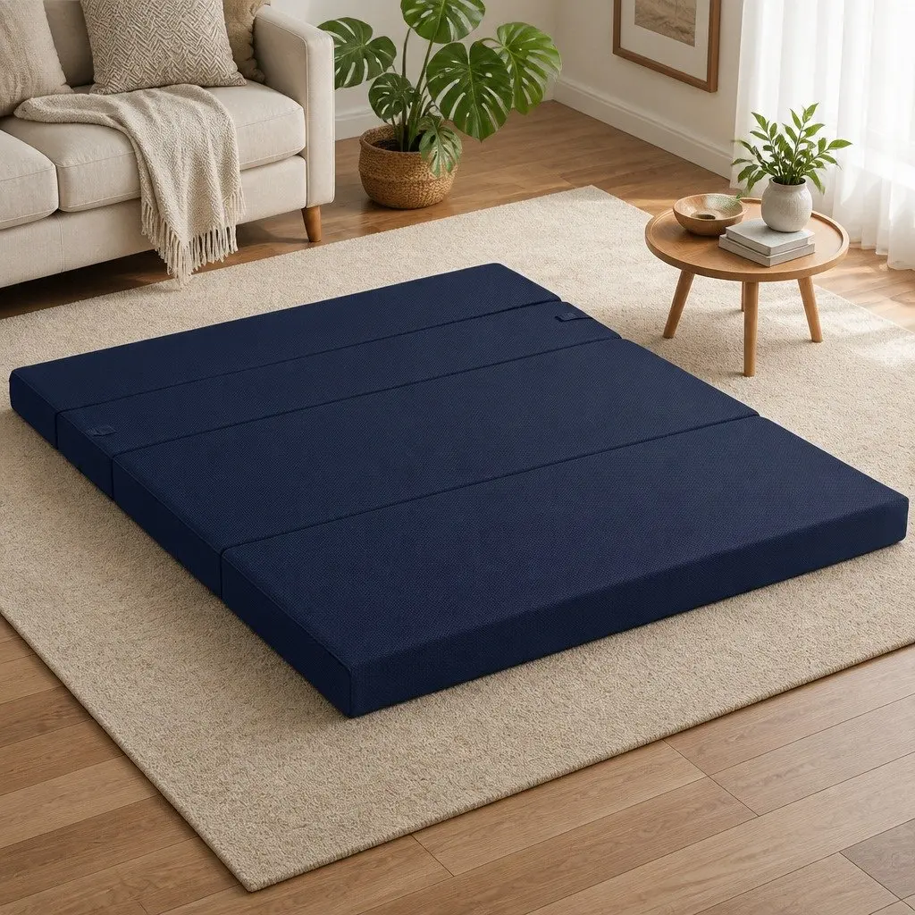 Foldable Foam Mattress High-Density Foam 197cm x 140cm Blue Double