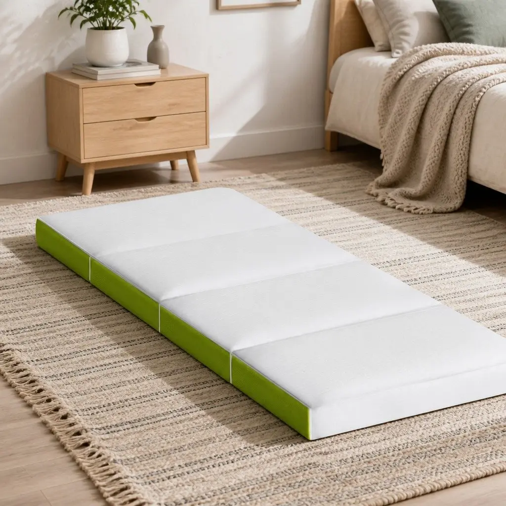 Foldable Foam Mattress Single Bed Chair Camping Sleepovers Portable Green