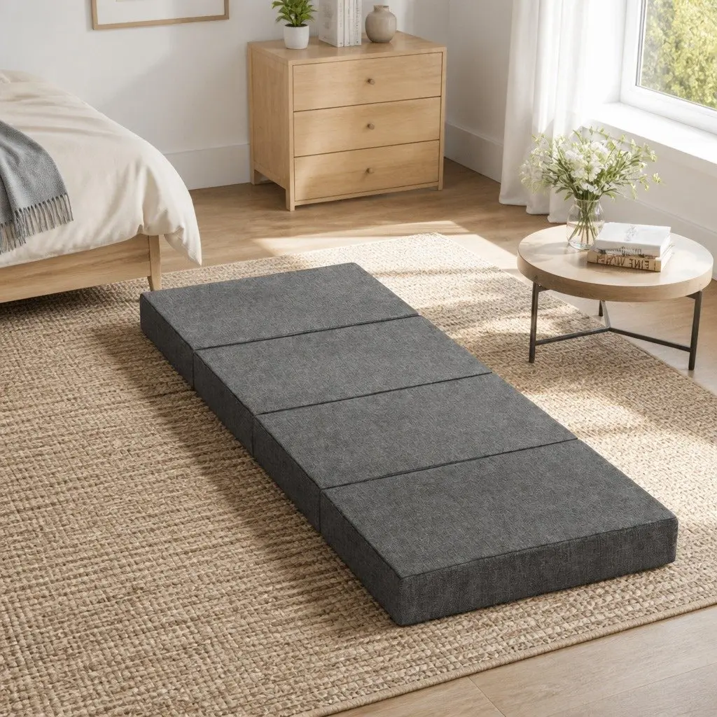 Grey Foldable Foam Mattress for Couch and Bed
