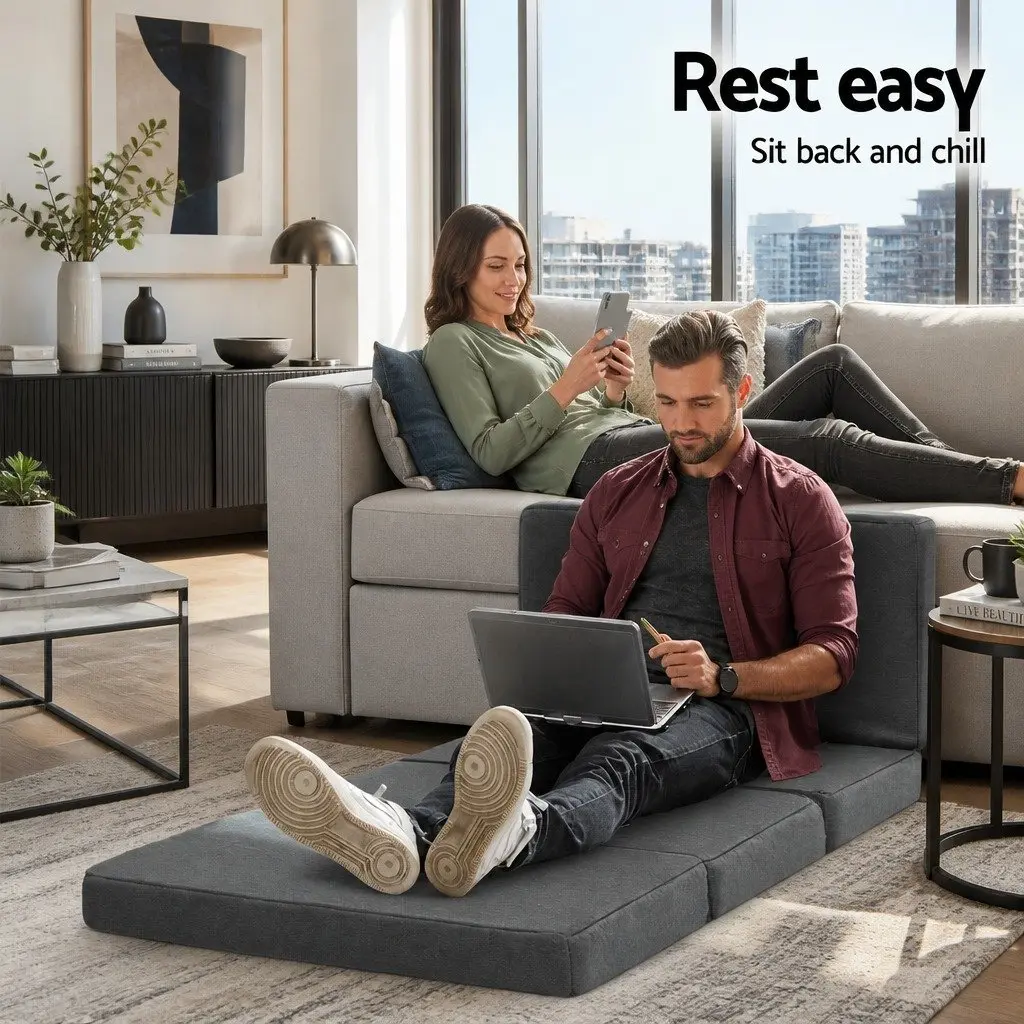 Grey Foldable Foam Mattress for Couch and Bed