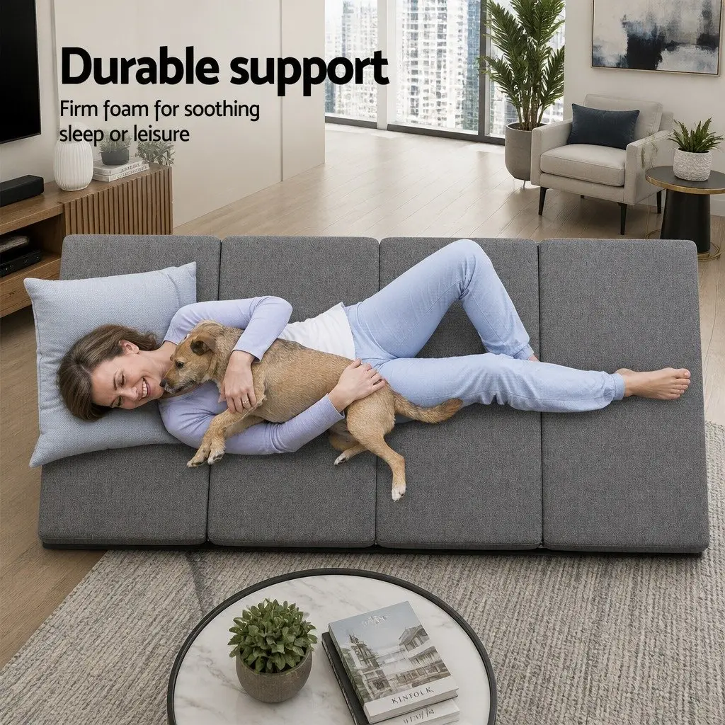 Grey Foldable Foam Mattress for Couch and Bed