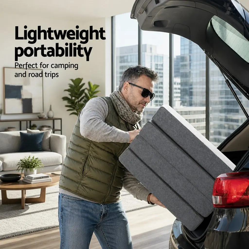 Grey Foldable Foam Mattress for Couch and Bed