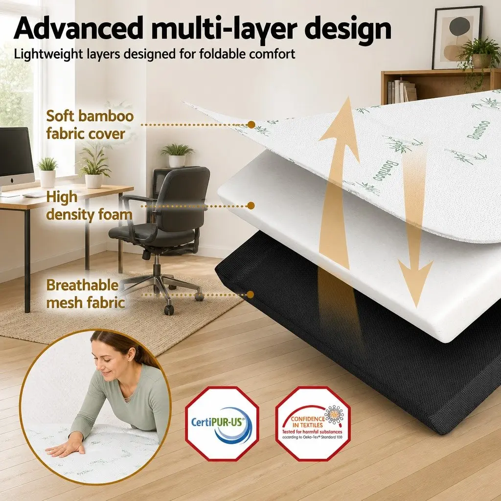 Foldable Queen Mattress 3-Fold Design Chair Bed Foam Convertible Sleep Guest