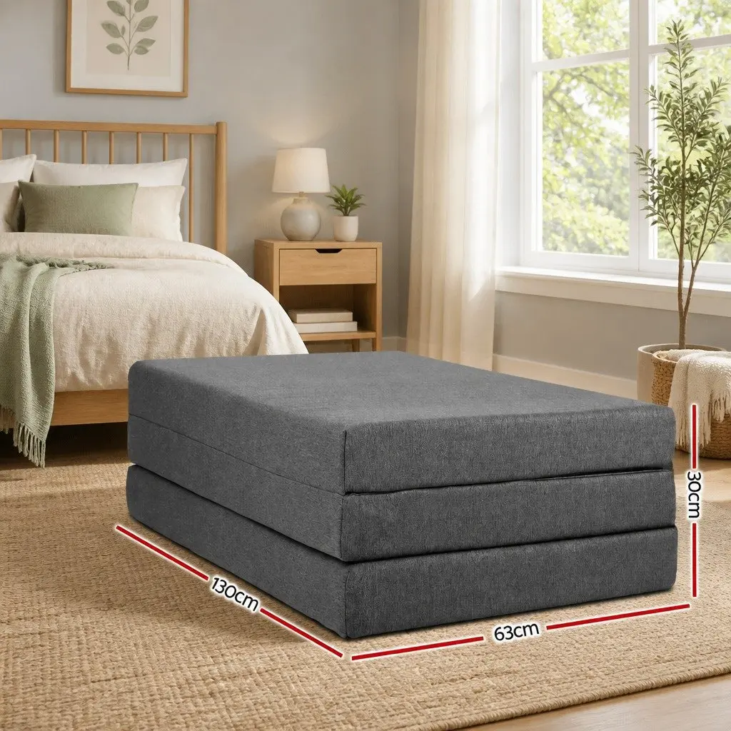 Foldable Foam Mattress Polyester 190cm x 130cm Dark Grey