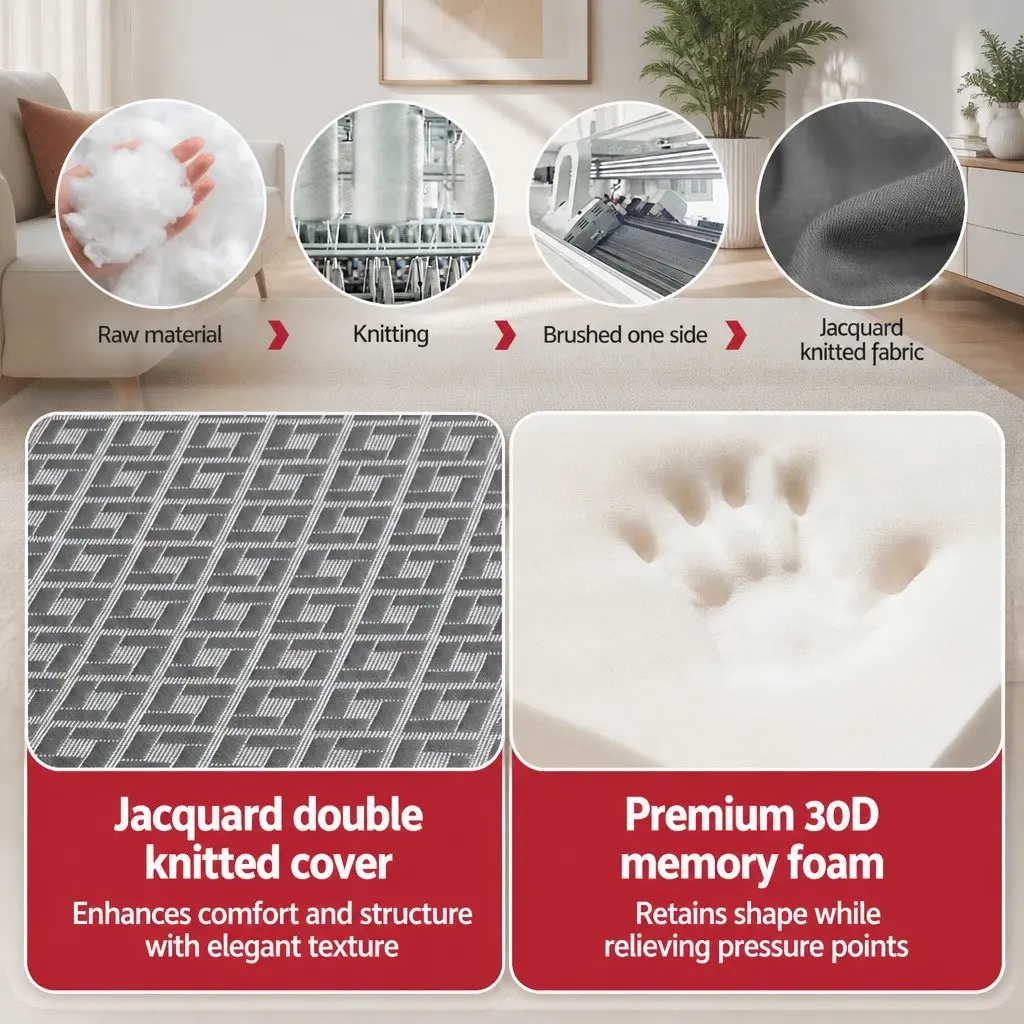 Foldable Mattress Memory Foam Single Trifold Grey