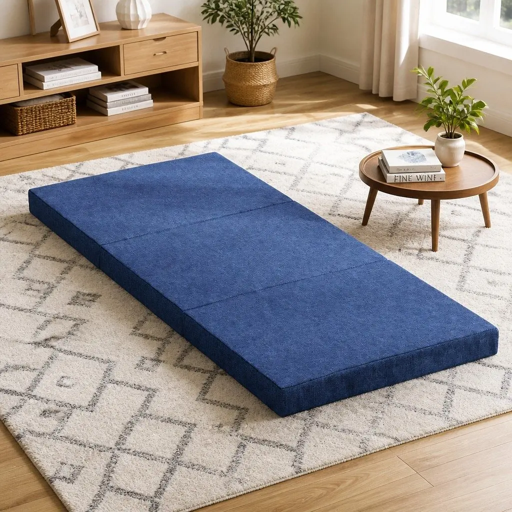 Blue Folding Guest Mattress Sofa Bed Chair Foam