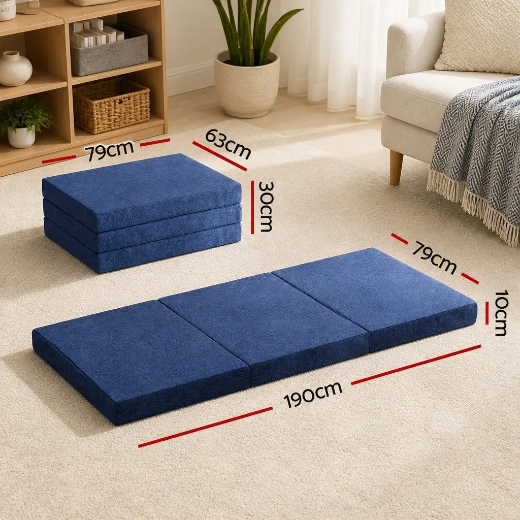 Blue Folding Guest Mattress Sofa Bed Chair Foam