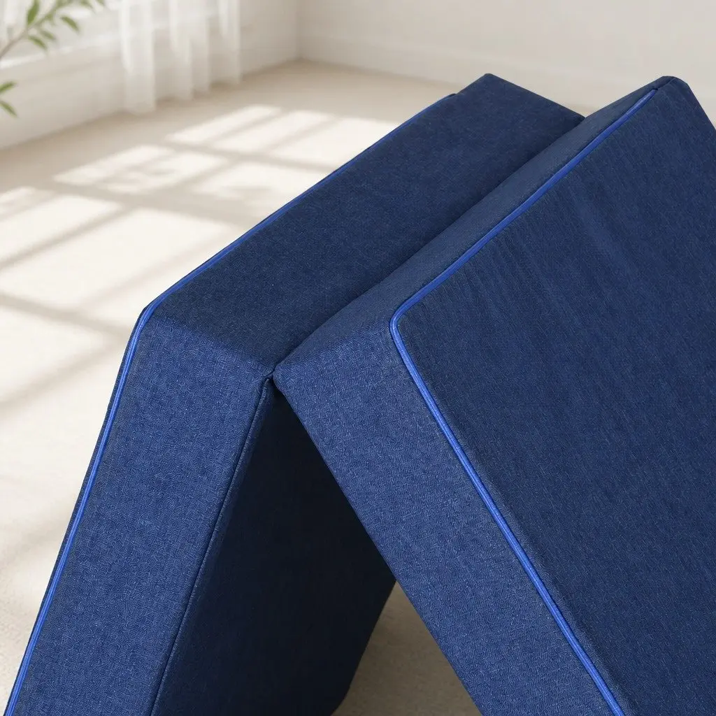 Blue Folding Guest Mattress Sofa Bed Chair Foam