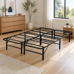 Double Folding Bed Frame with Metal Structure - Black