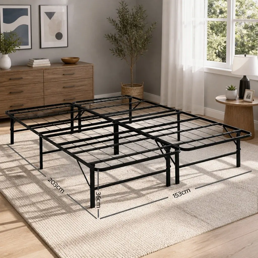 Queen Folding Bed Frame with Under-Bed Storage