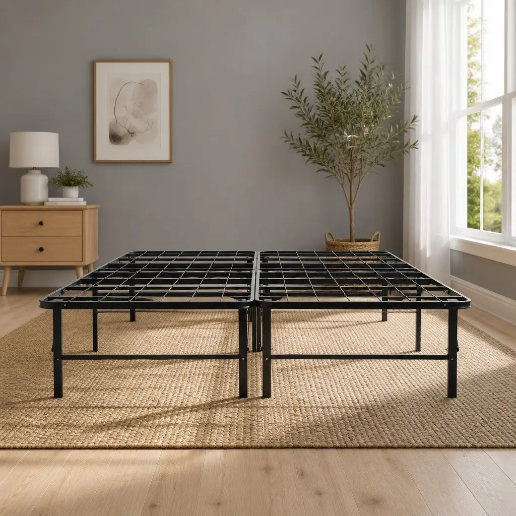Queen Folding Bed Frame with Under-Bed Storage