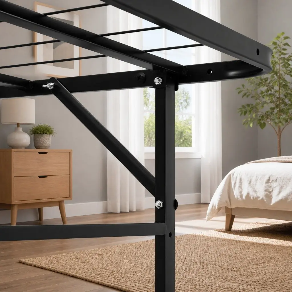 Queen Folding Bed Frame with Under-Bed Storage